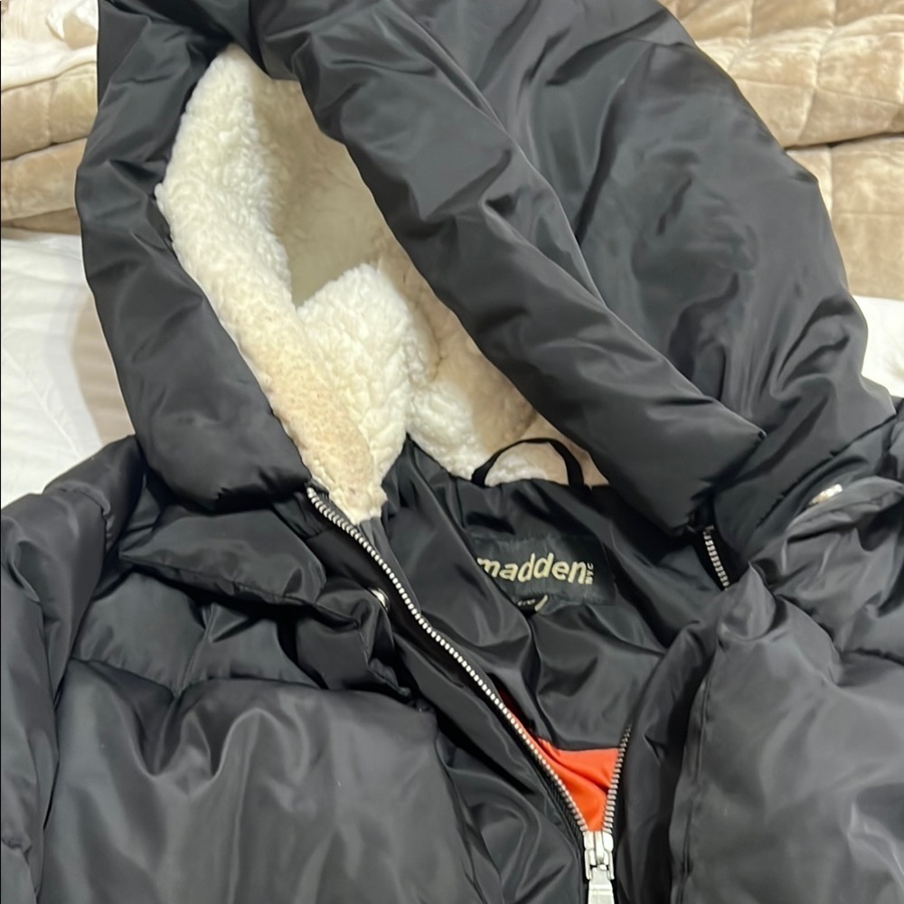 Steve Madden Black Puffer Jacket with Hood